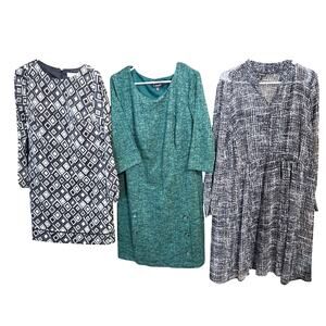 Women's 2X 18W 20W Dresses Winter Long Sleeves Wholesale Bulk Lot of 3 2XL XXL